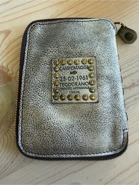 Campomaggi Distressed Silver Leather Wallet NWOT